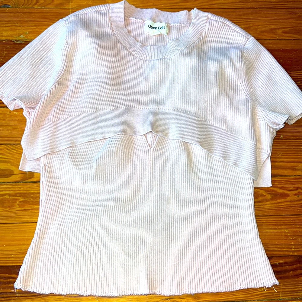 Open Edit knit top and shrug set